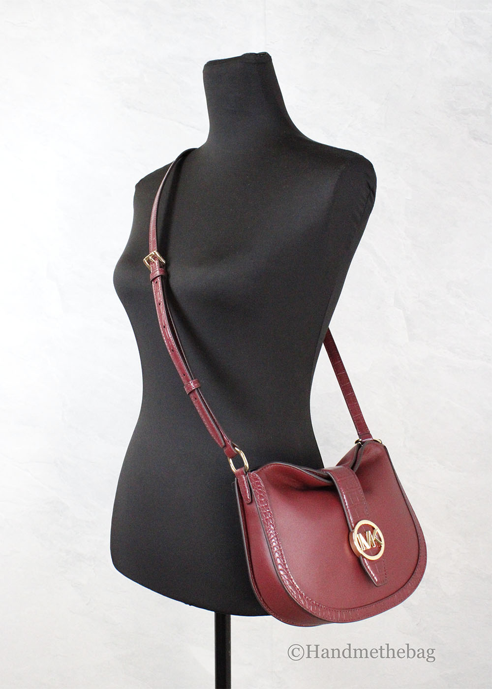 Michael Kors Gabby Dark Cherry Foldover Hobo Crossbody Bag