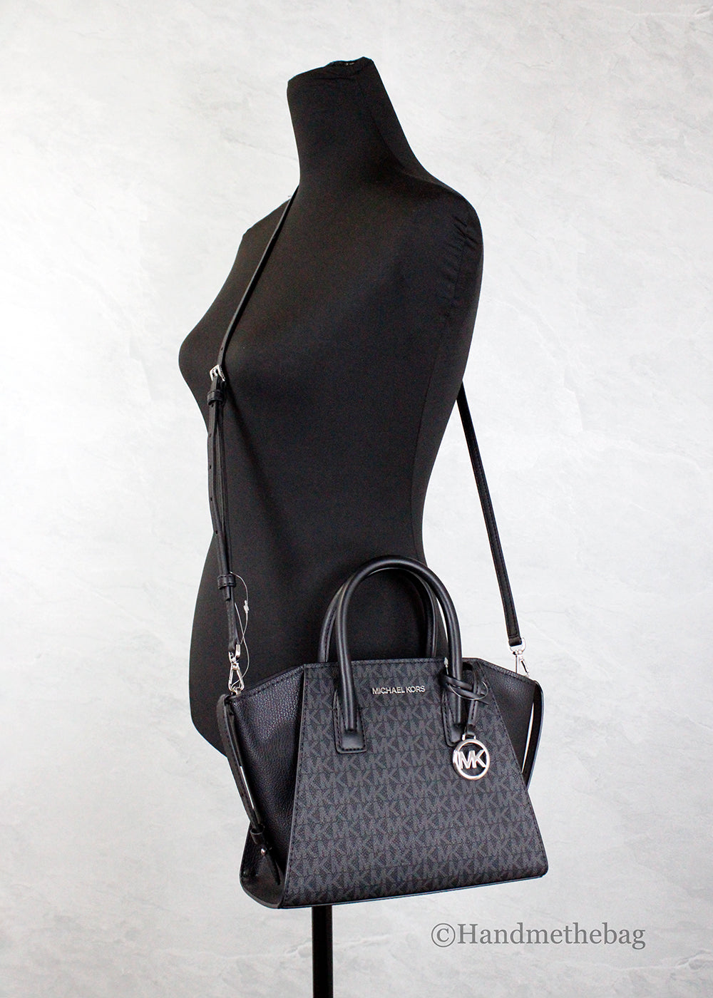 Michael Kors Avril Small Black PVC TZ Satchel Bag