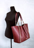 Michael Kors Mina Large Dark Cherry Leather Belted Chain Tote