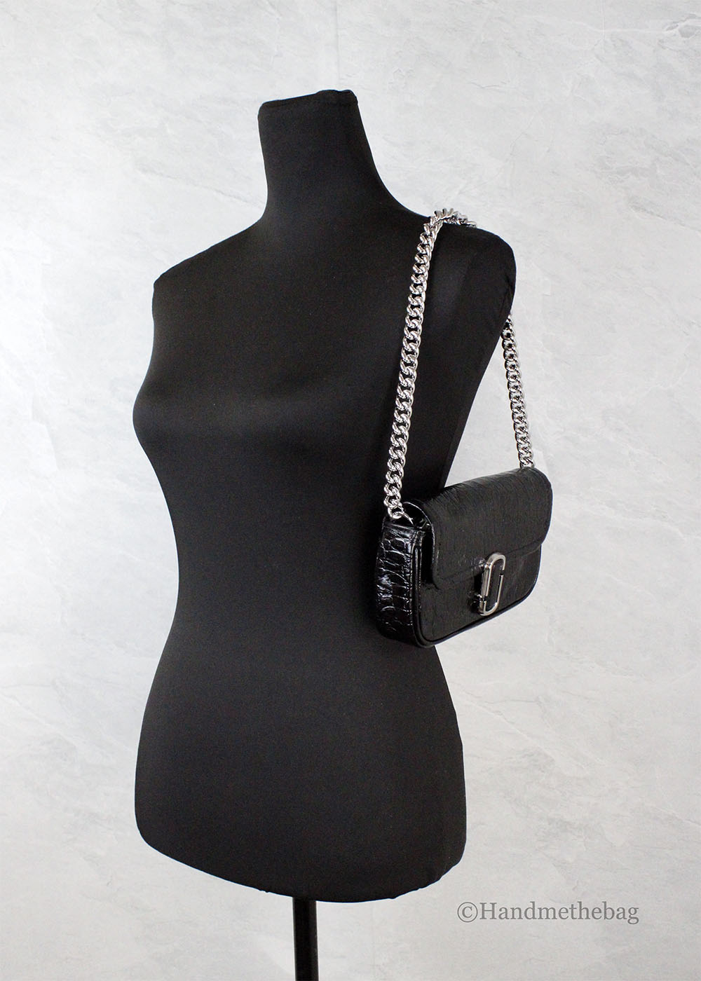 Marc Jacobs The Mini Shoulder Bag Black Embossed Crossbody