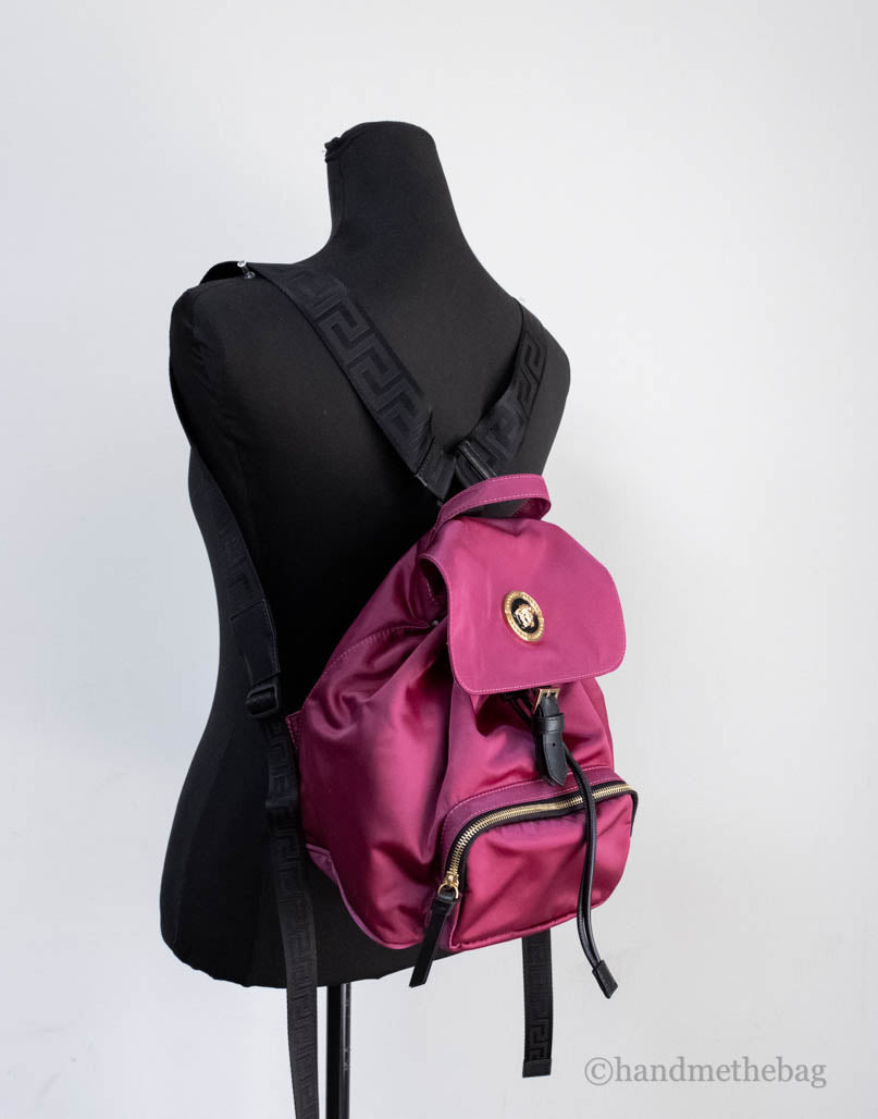 Versace Small Dahlia Nylon Medusa Pendant Crossbody Shoulder Bag