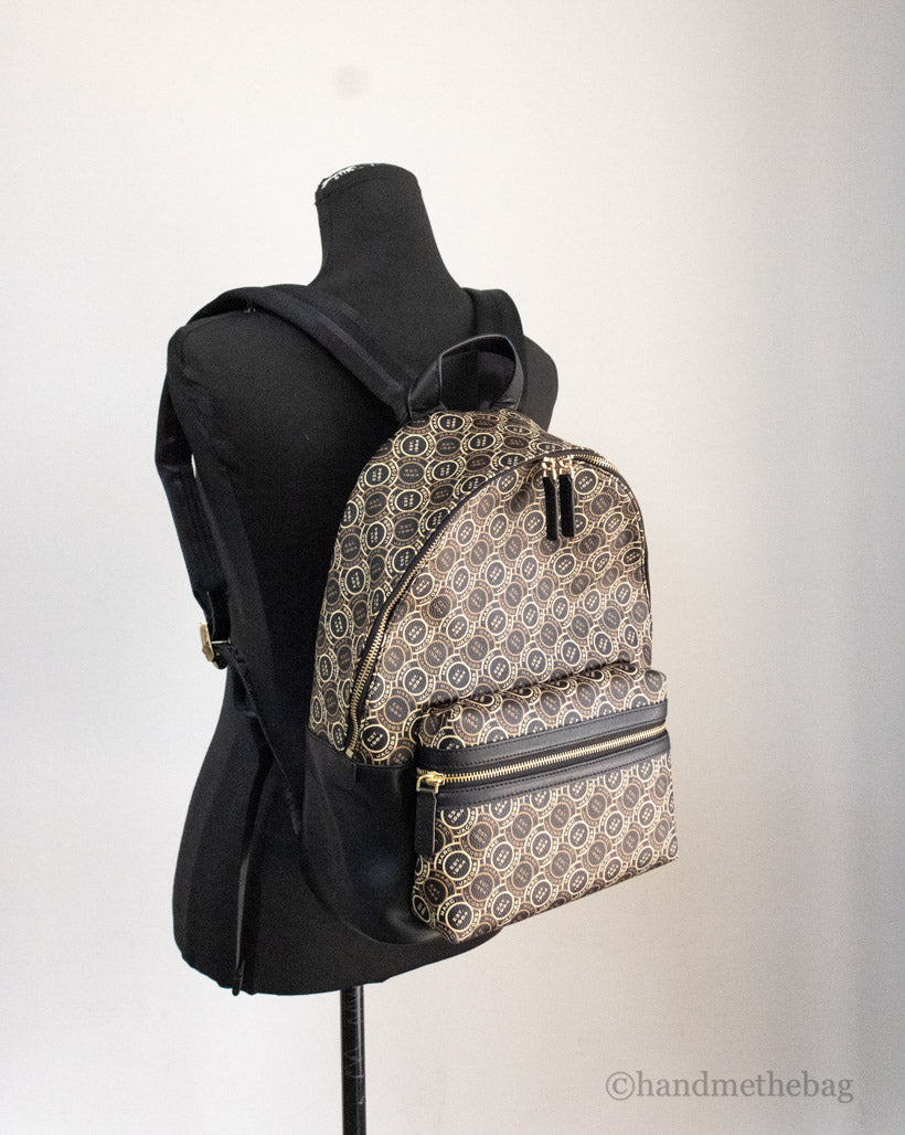 Marc Jacobs Signet Medium Black Logo Printed Backpack