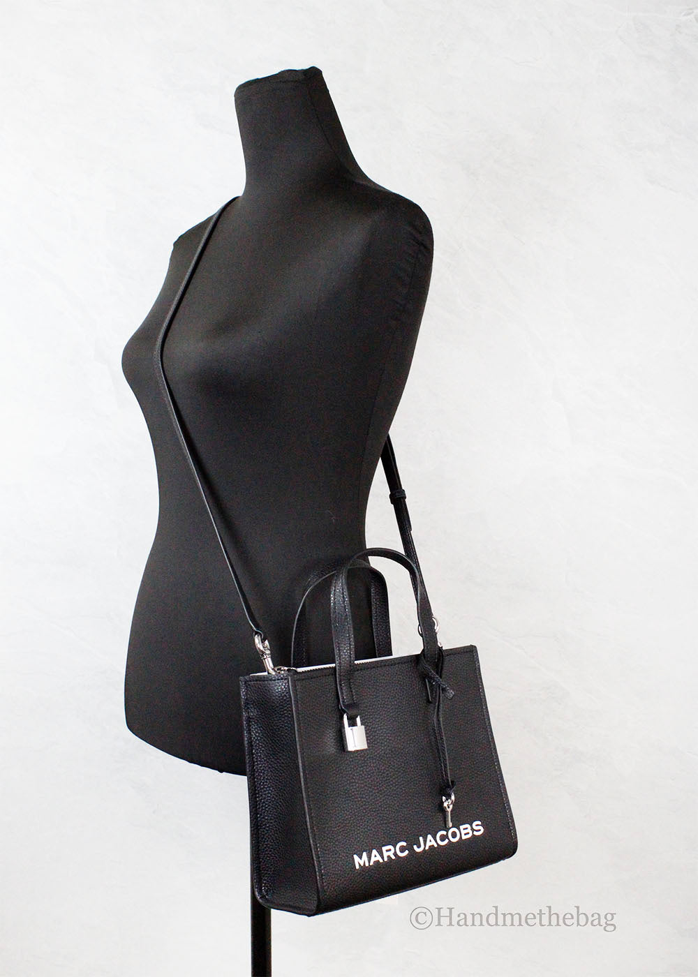 Marc Jacobs Mini Grind Black Branded Leather Crossbody Tote
