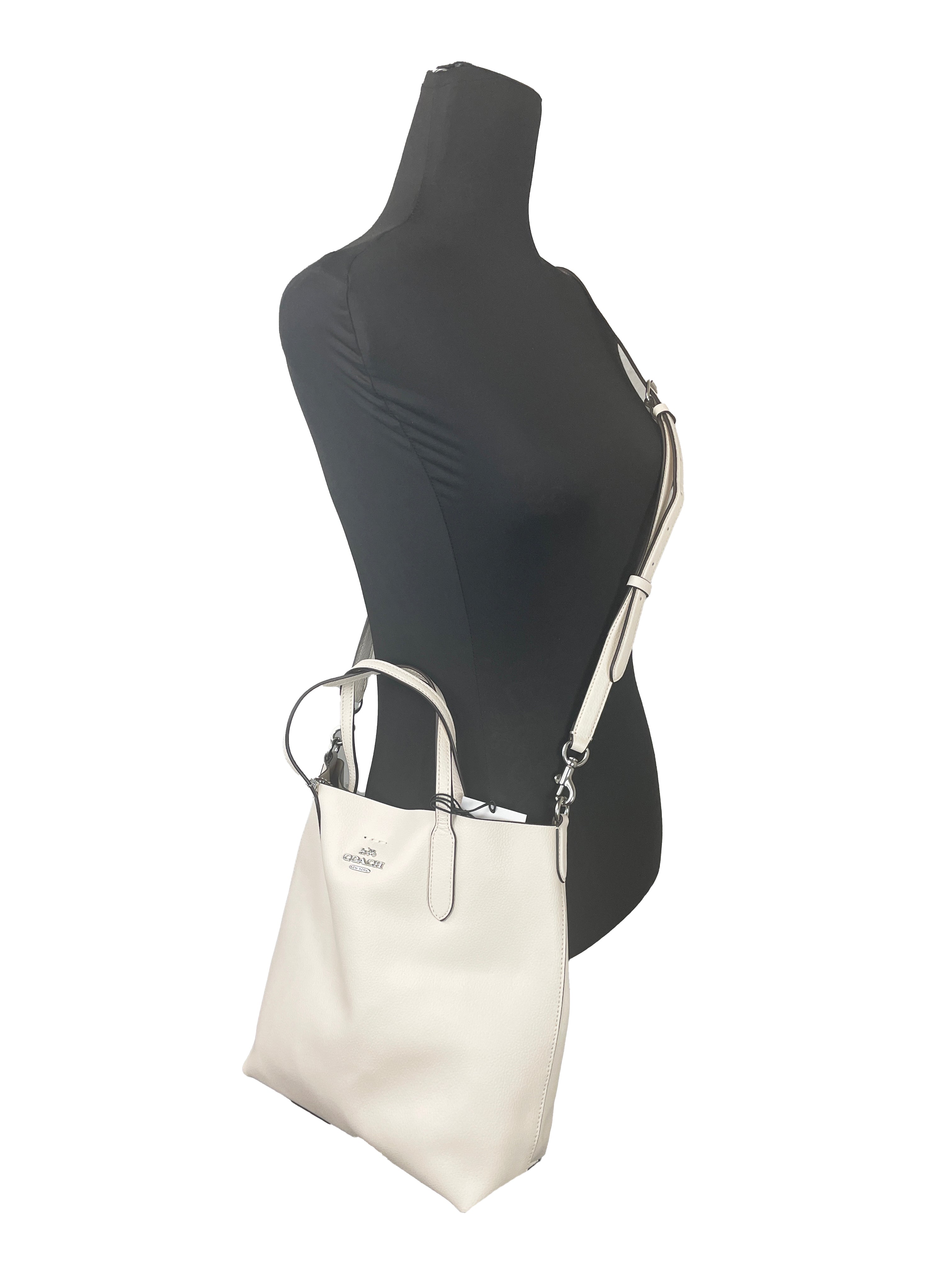 Coach (CP036) Leather Chalk Small Thea Tote Shoulder Purse