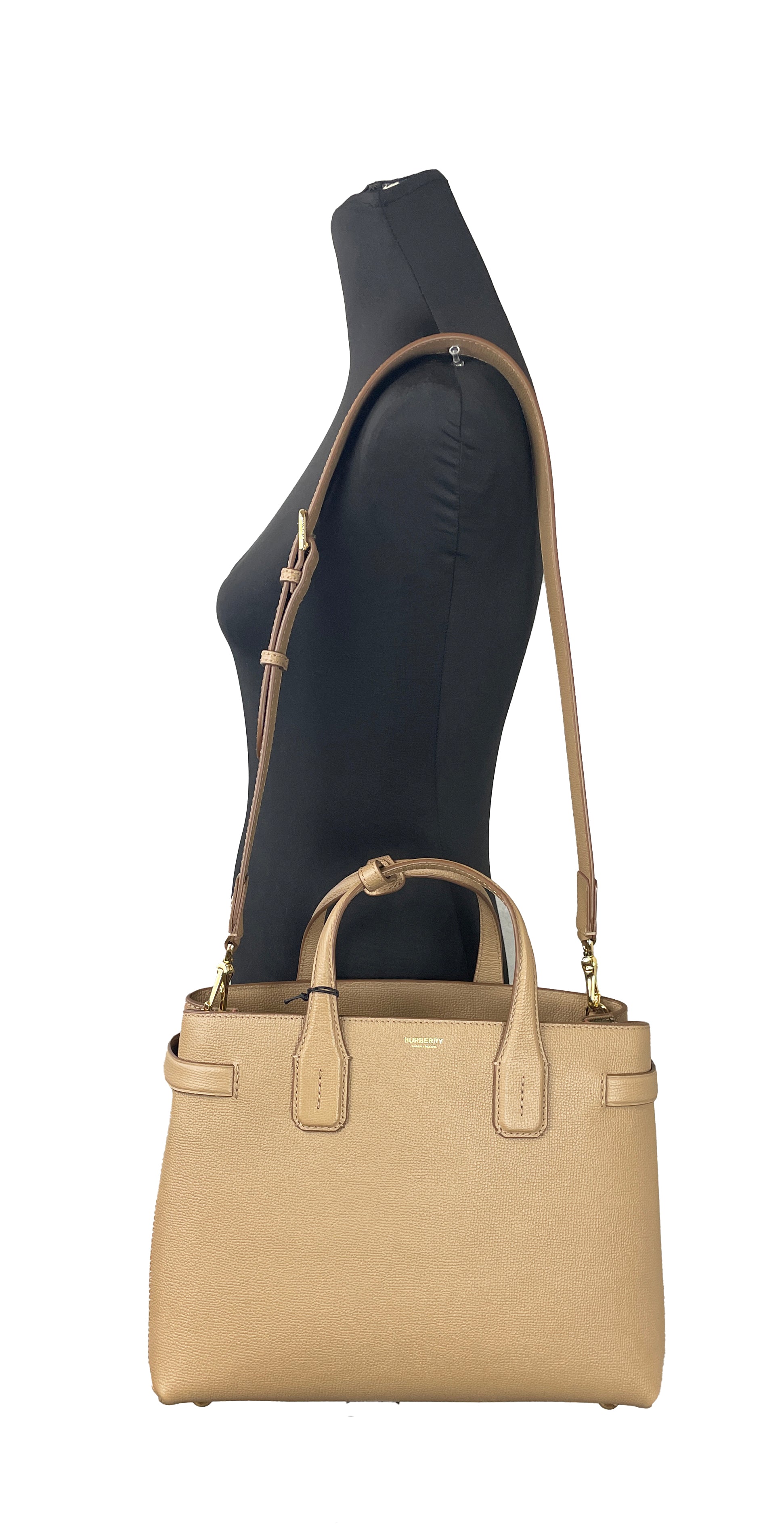 Burberry Medium Banner Camel Tote Bag