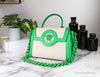 Versace Small Bright Green Leather Top Handle Rope Canvas Shopper Tote Crossbody Handbag