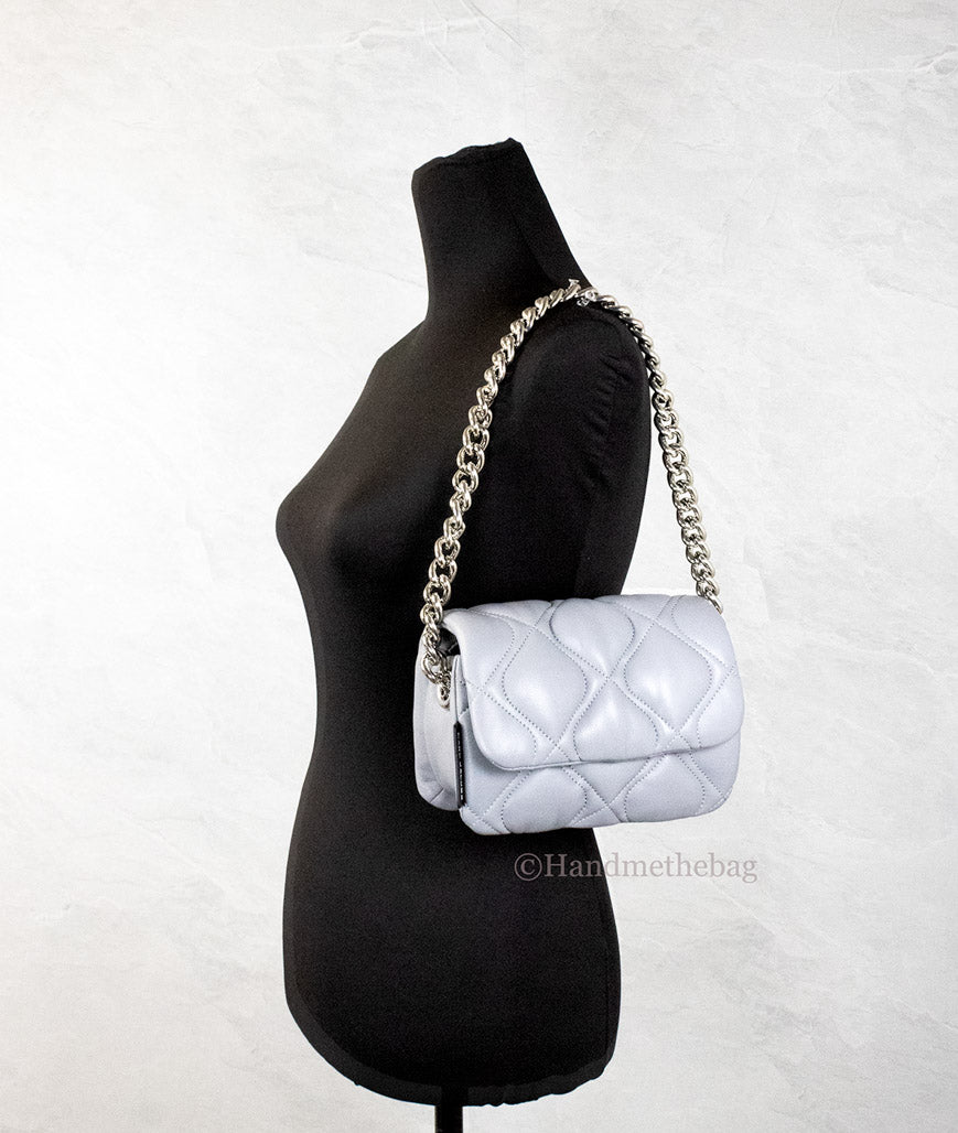 marc jacobs rock grey quilted crossbody on mannequin