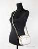 Michael Kors Jet Set Glam Light Cream Leather Front Pocket Oval Crossbody Handbag