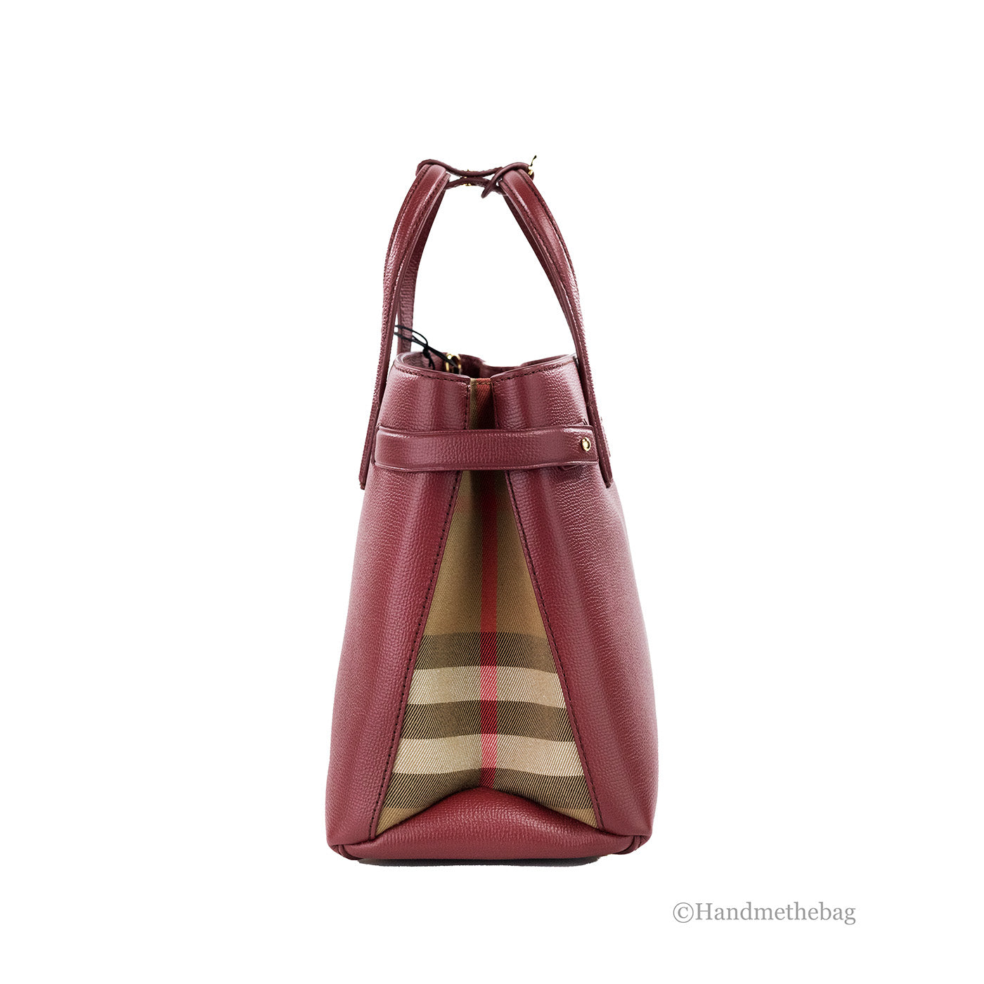 Burberry Banner Medium Crimson Leather Tote Bag