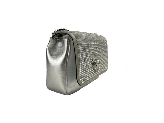 Versace La Medusa Crystal Silver Leather Crossbody Bag