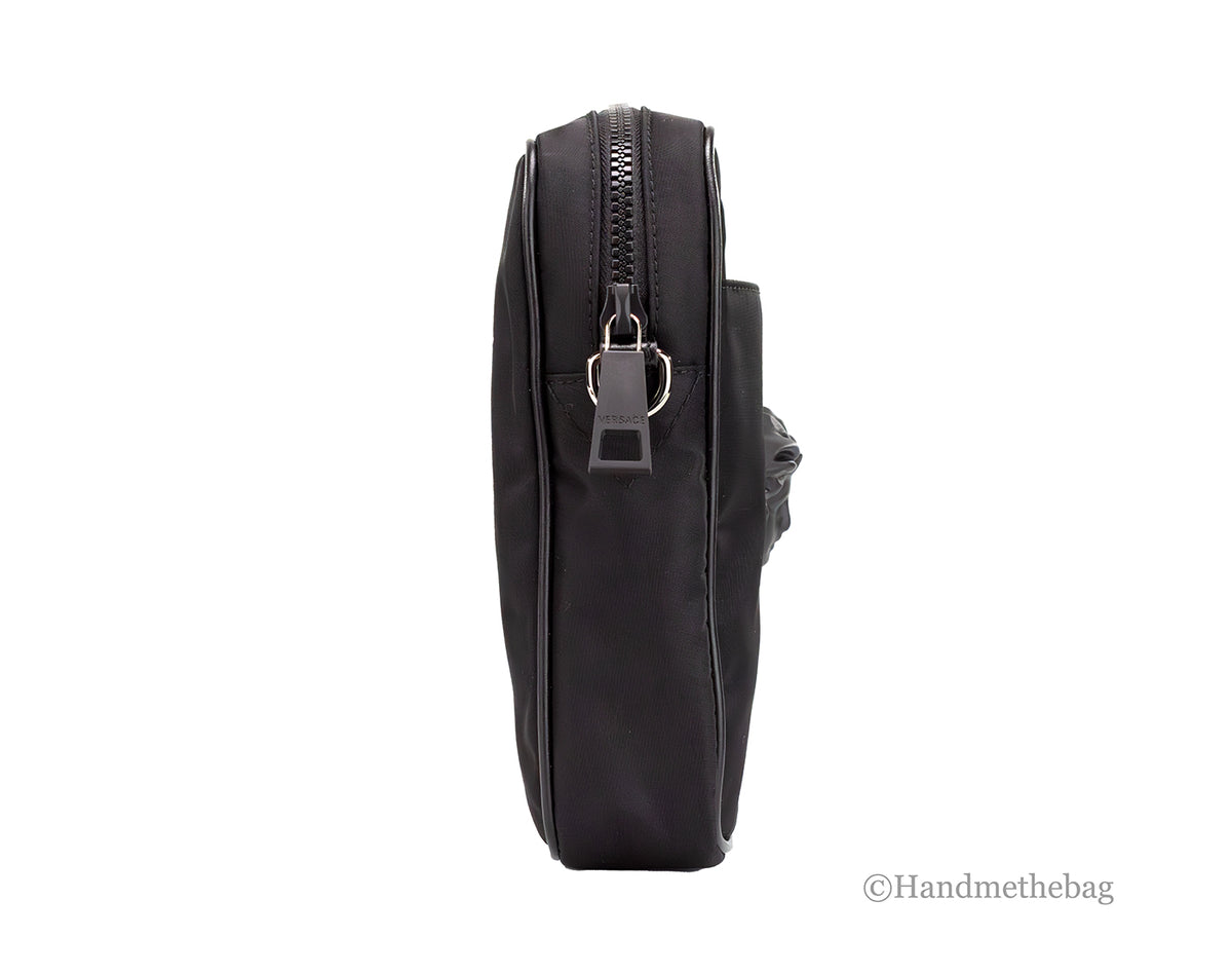 Versace Medusa Black Nylon Messenger Crossbody Bag