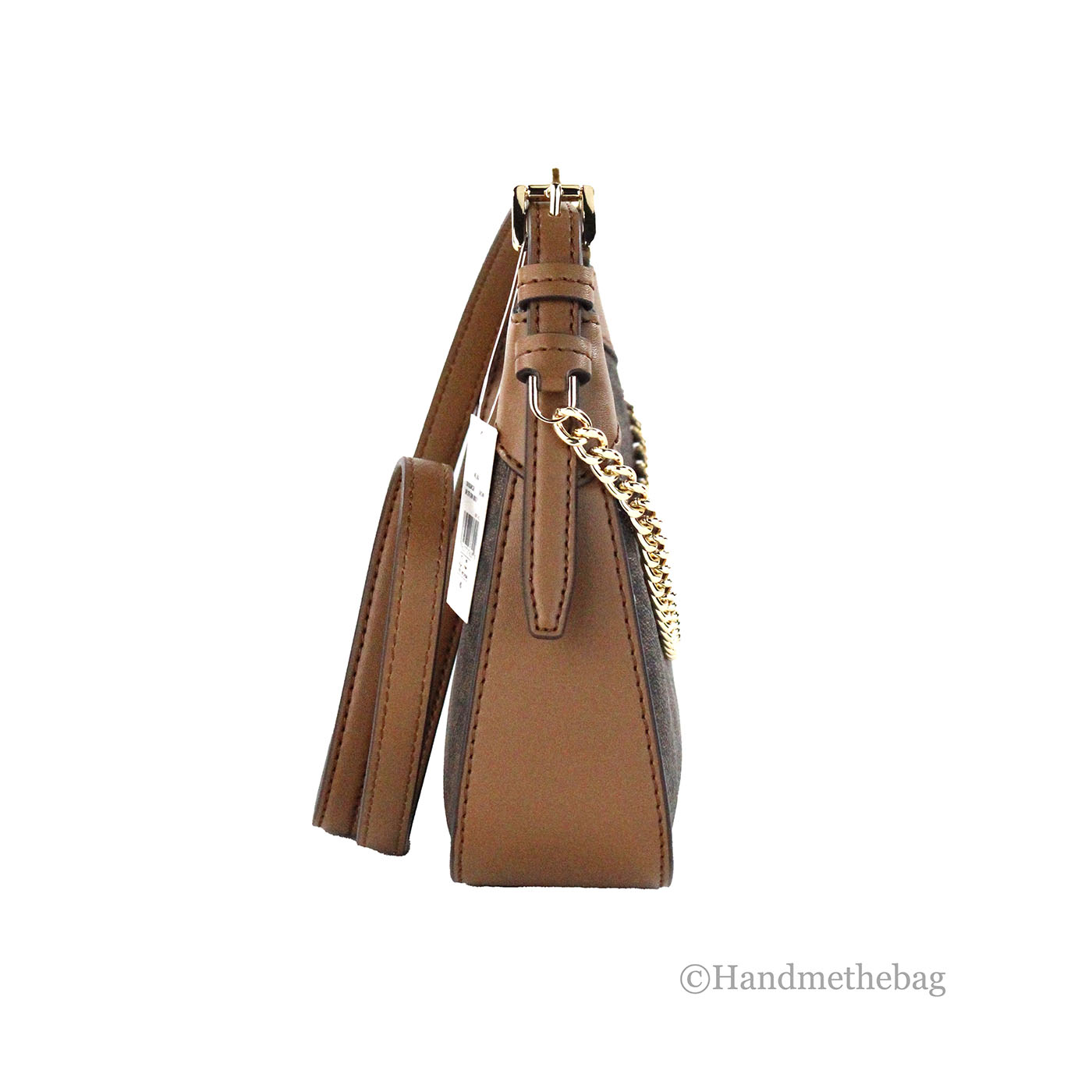 Michael Kors Wilma Small Brown PVC Chain Crossbody Bag