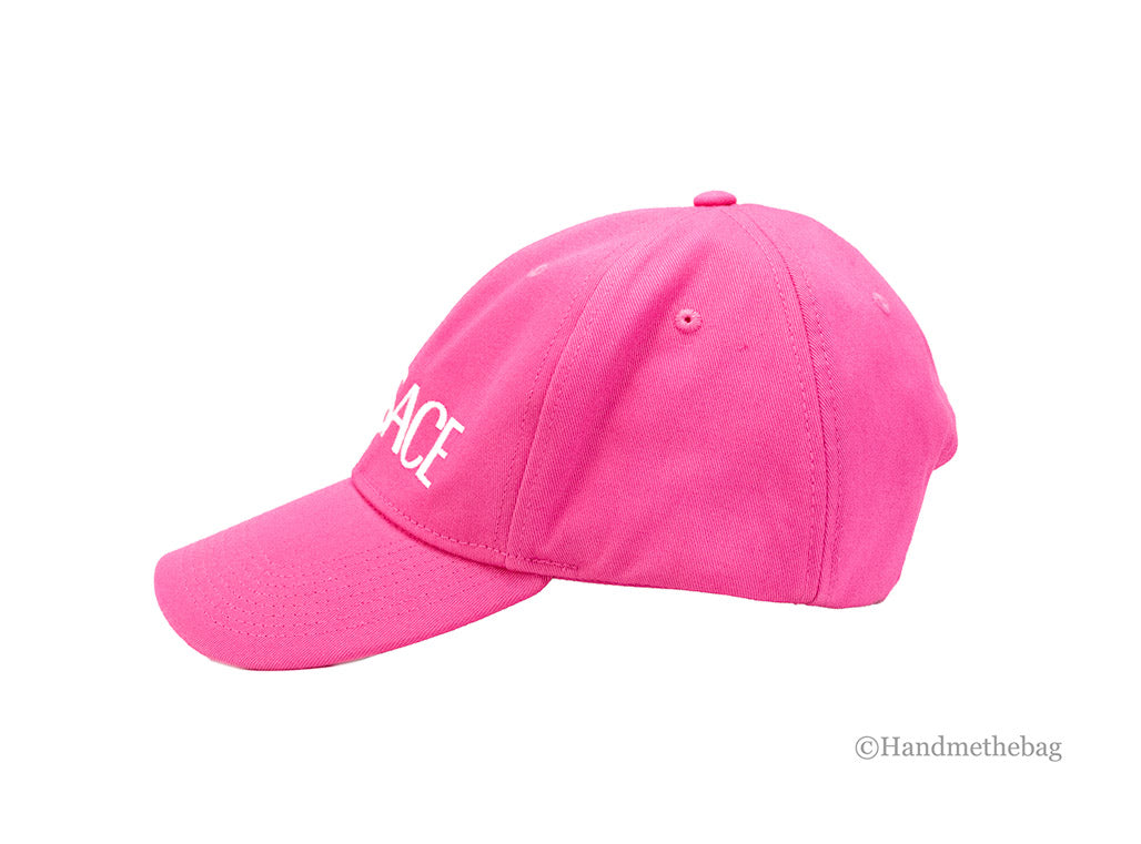 versace hot pink baseball cap side on white background