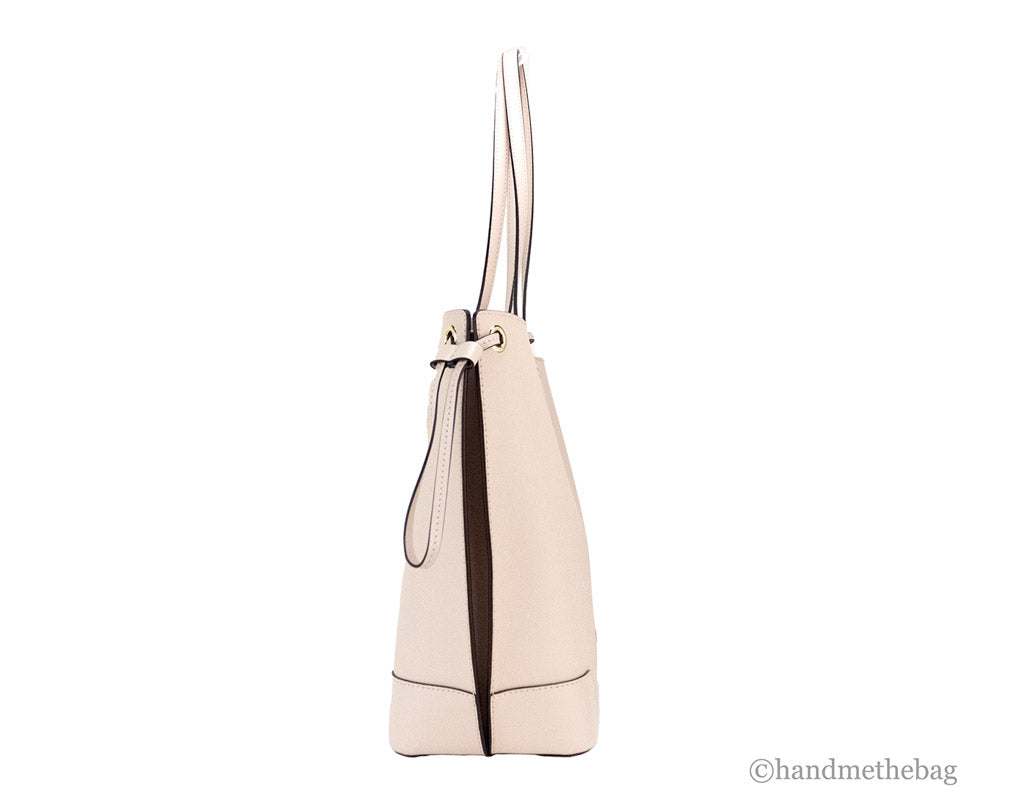 michael kors edith soft pink tote side on white background