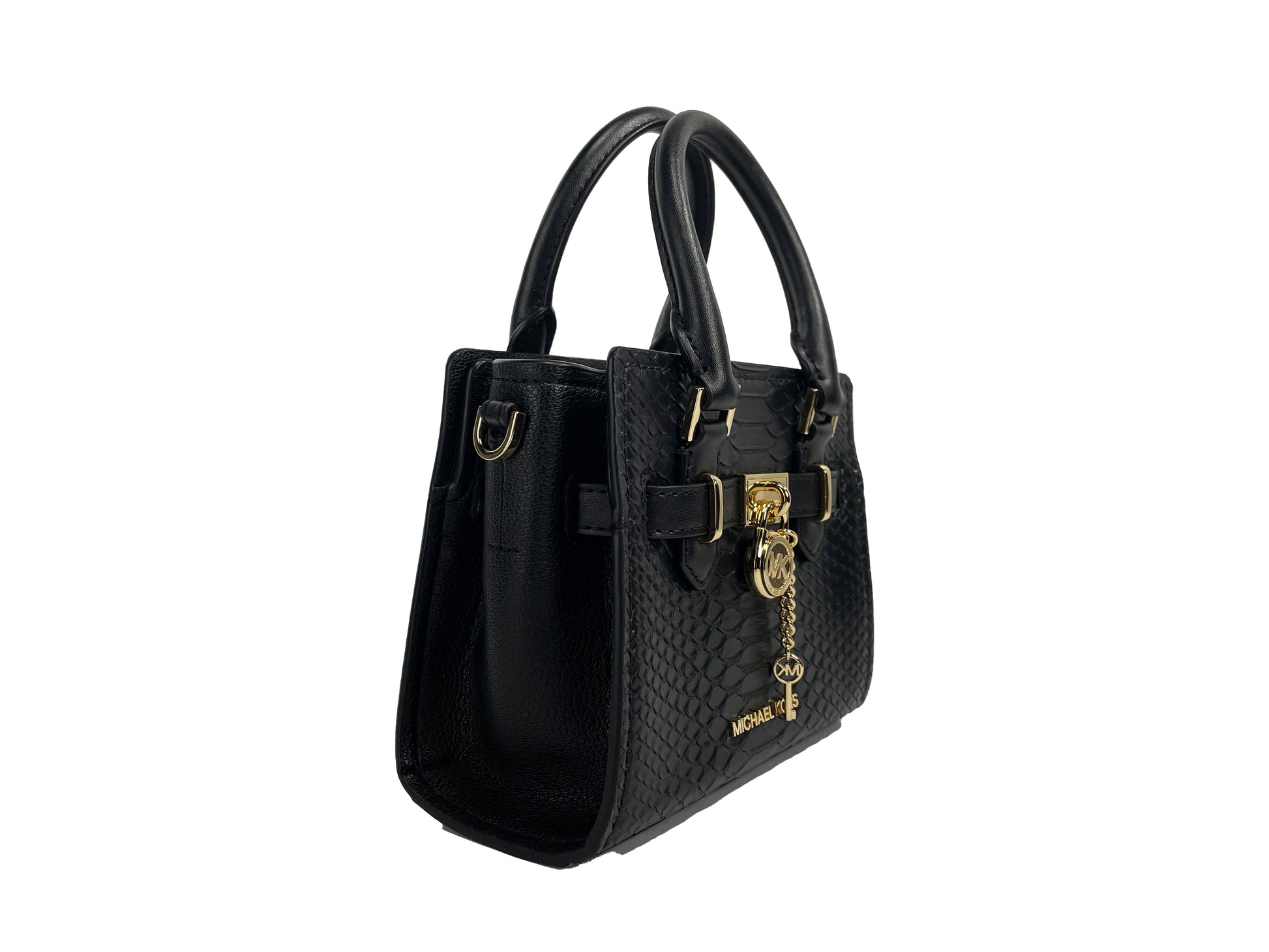 Michael Kors Hamilton XS Black Snake Satchel Bag