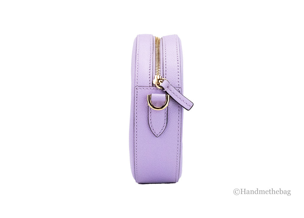 versace disco round lilac crossbody side on white background