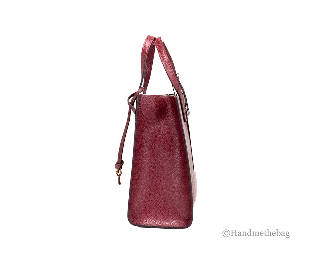 marc jacobs mini grind pomegranate tote side on white background