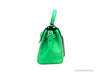 Versace Small Bright Green Leather Top Handle Rope Canvas Shopper Tote Crossbody Handbag