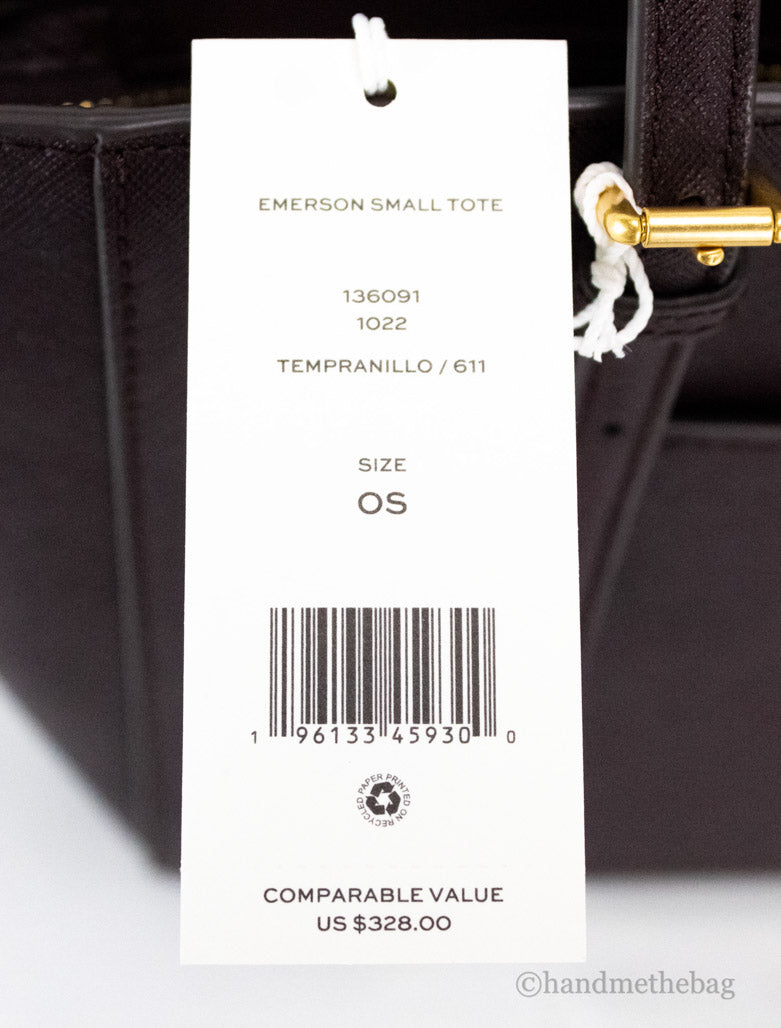 Tory Burch Emerson Small Tempranillo Saffiano Leather Tote Handbag – AUMI 4
