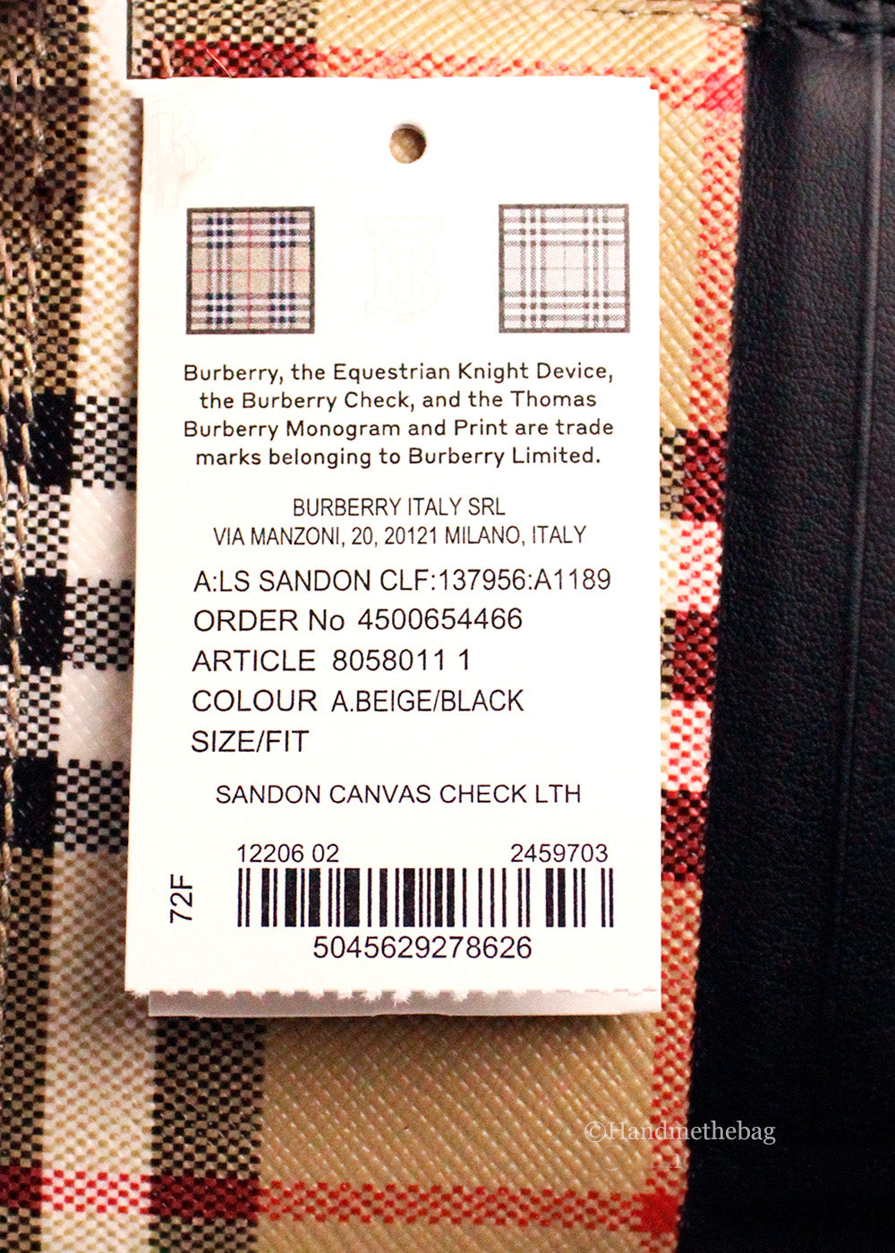 Burberry Sandon Black Canvas Check Leather Card Case Wallet
