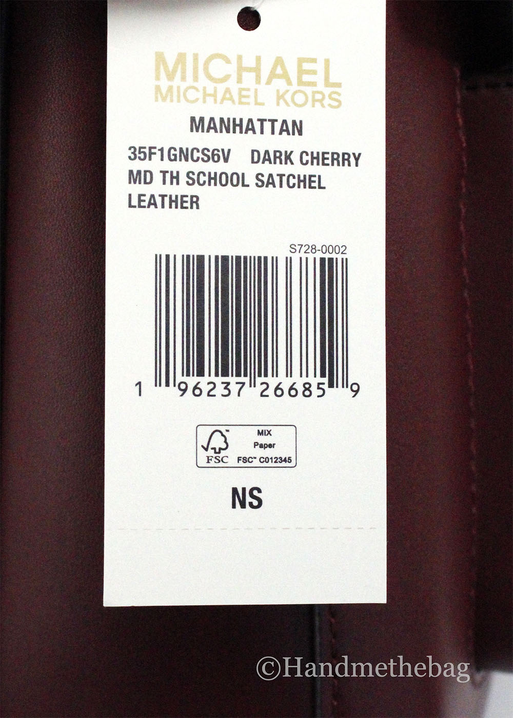 Michael Kors Manhattan Medium Dark Cherry Satchel Bag