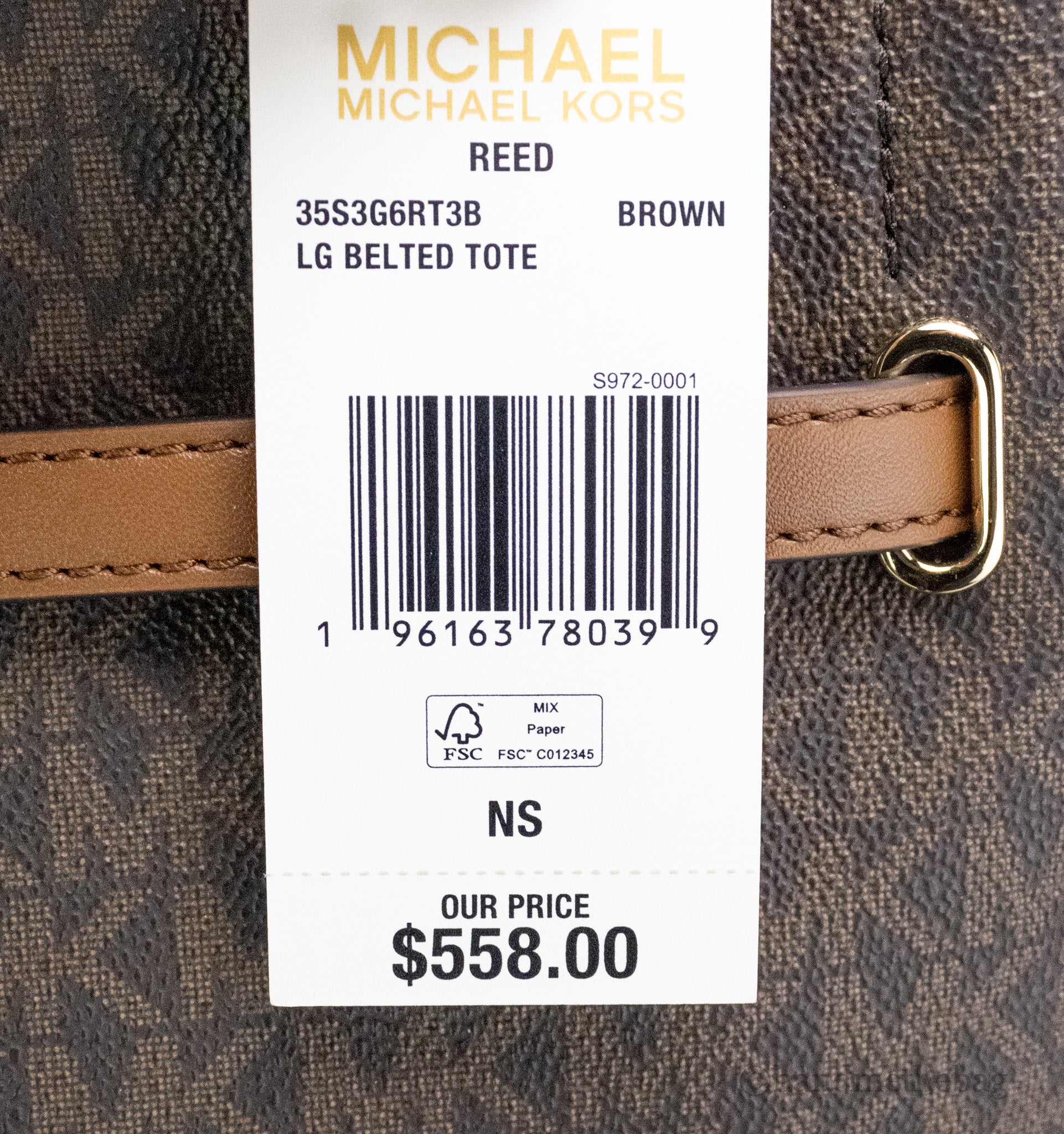 Michael Kors 35S3G6RT3B Reed Large Logo Tote Bag IN BROWN