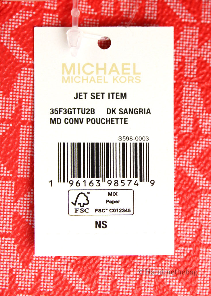 Michael Kors Jet Set Medium Dark Sangria Convertible Pouchette