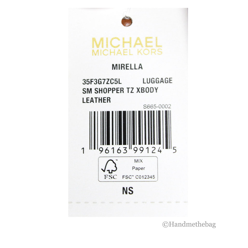 Michael Kors Mirella Small Luggage Embossed Shopper Crossbody Tote