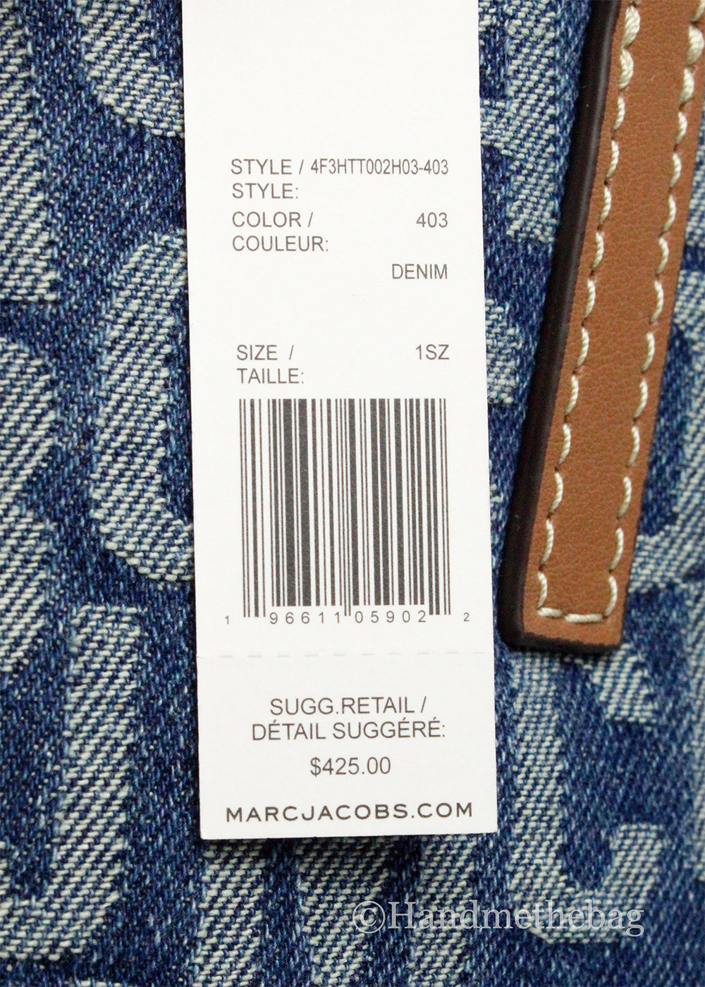 Marc Jacobs The Washed Monogram Denim Grind Canvas Tote