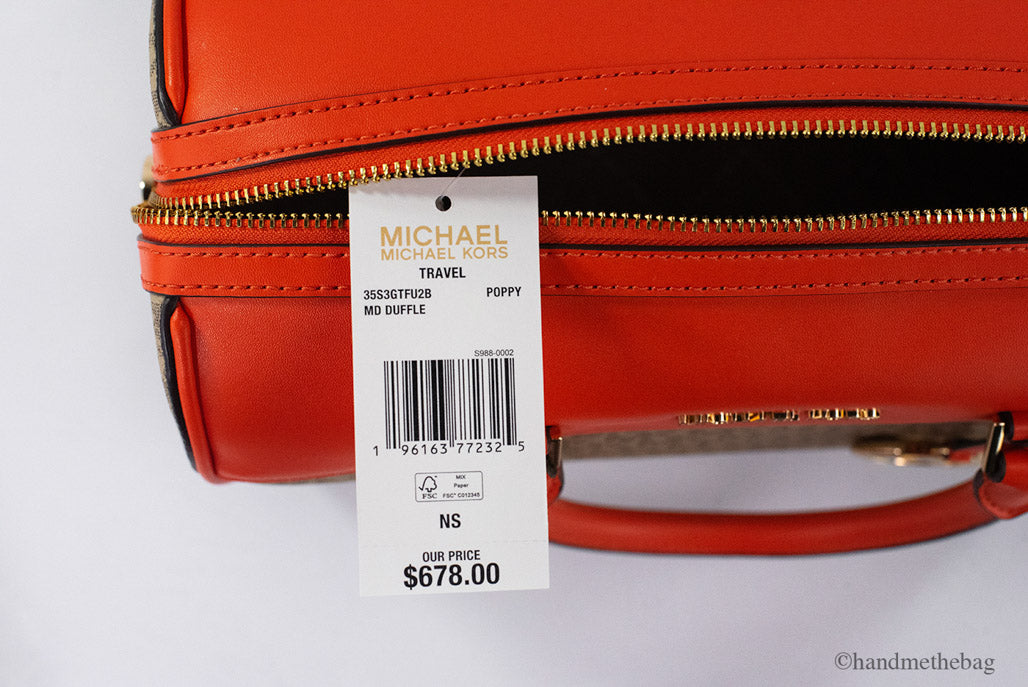 Michael Kors Travel Medium Poppy Signature PVC Duffle Bag