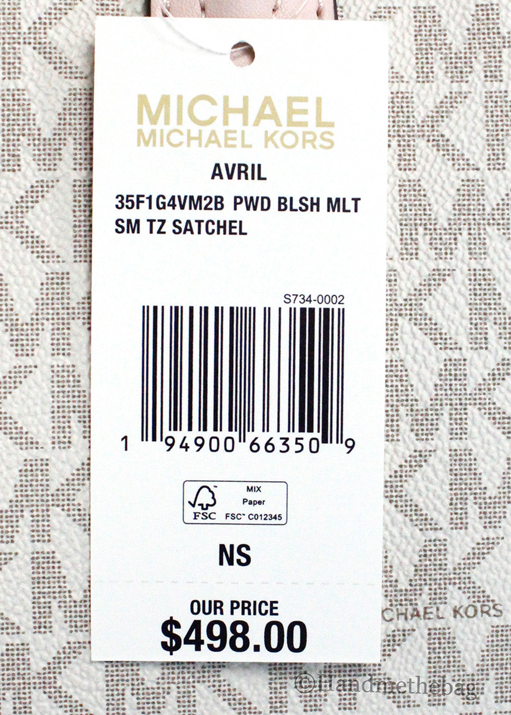 Michael Kors Avril Small Powder Blush PVC TZ Satchel