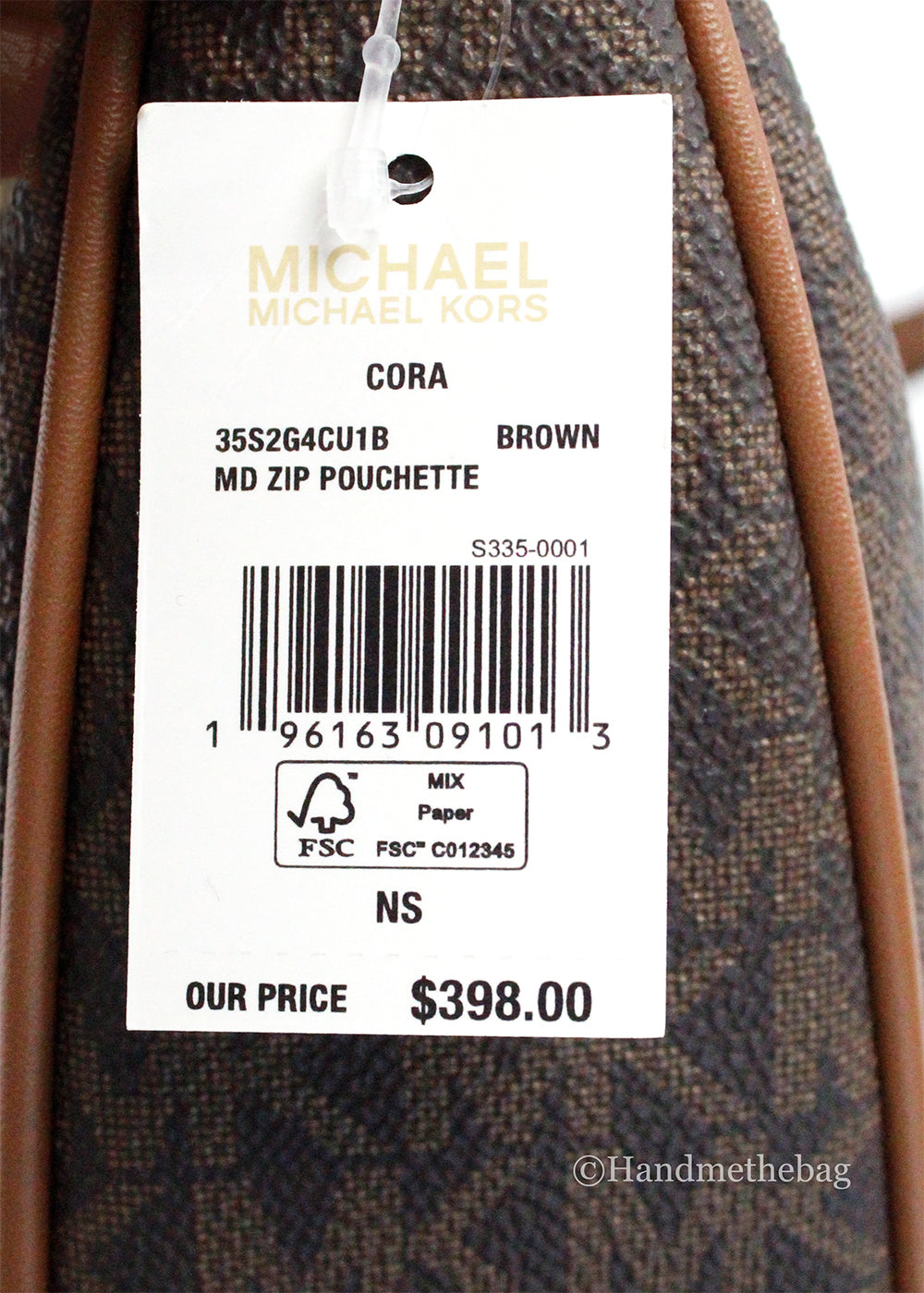Michael Kors Cora Medium Brown PVC Pouchette Crossbody Bag