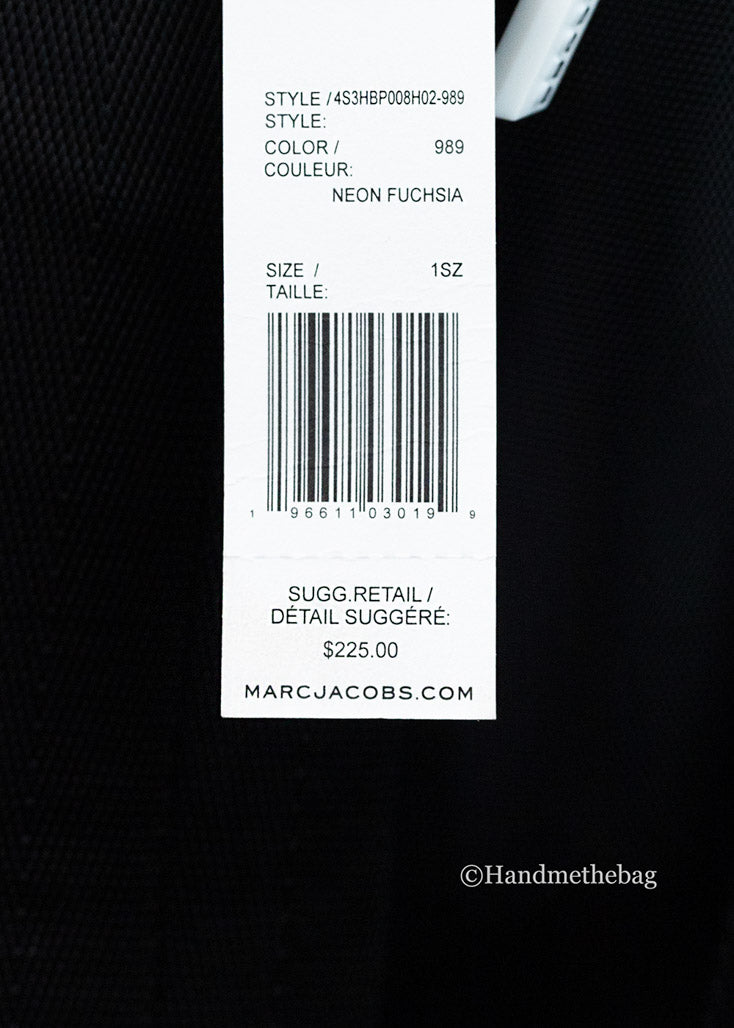 Marc Jacobs Small Neon Fuchsia Nylon Backpack