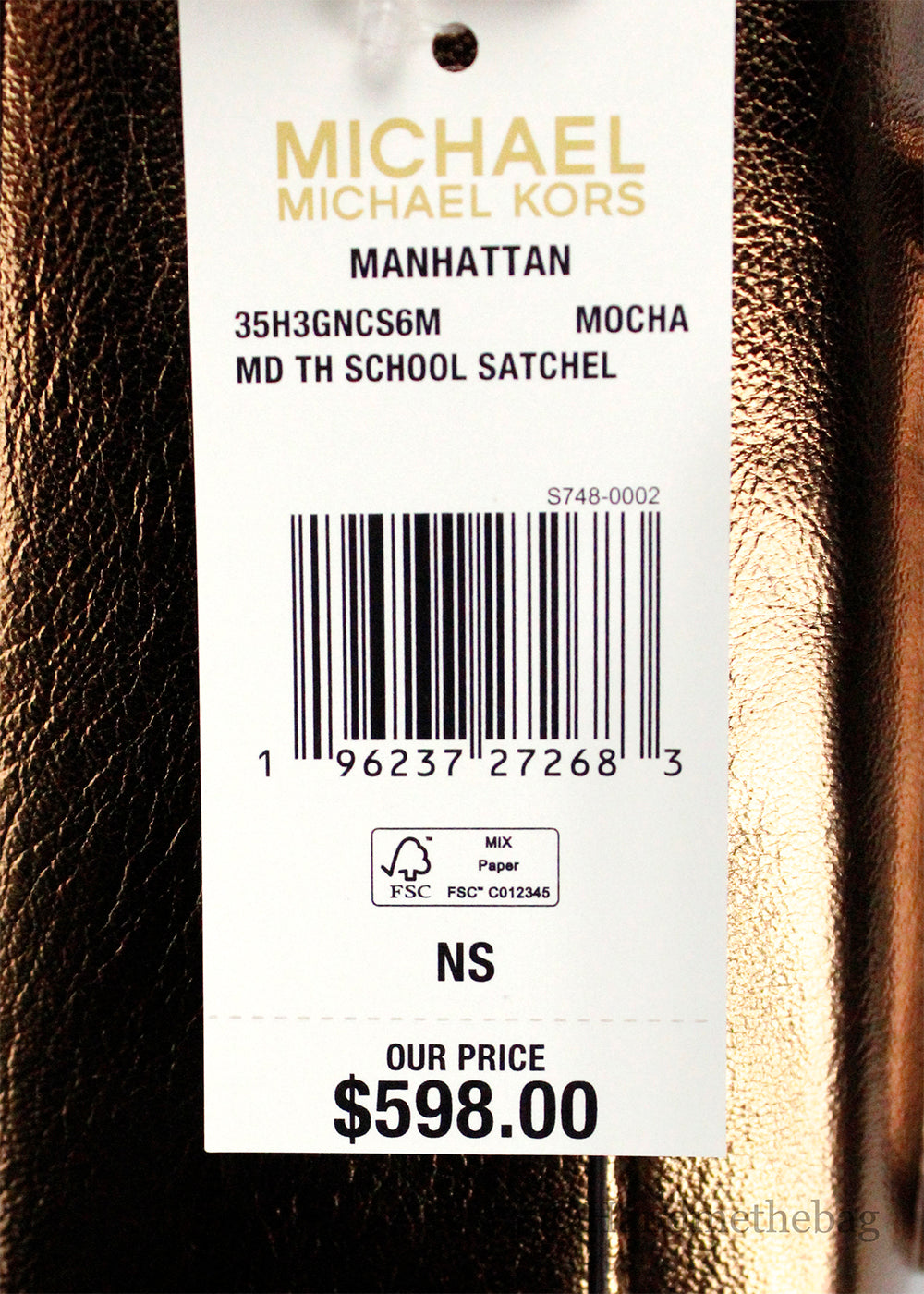 Michael Kors Manhattan Medium Metallic Mocha Convertible Satchel