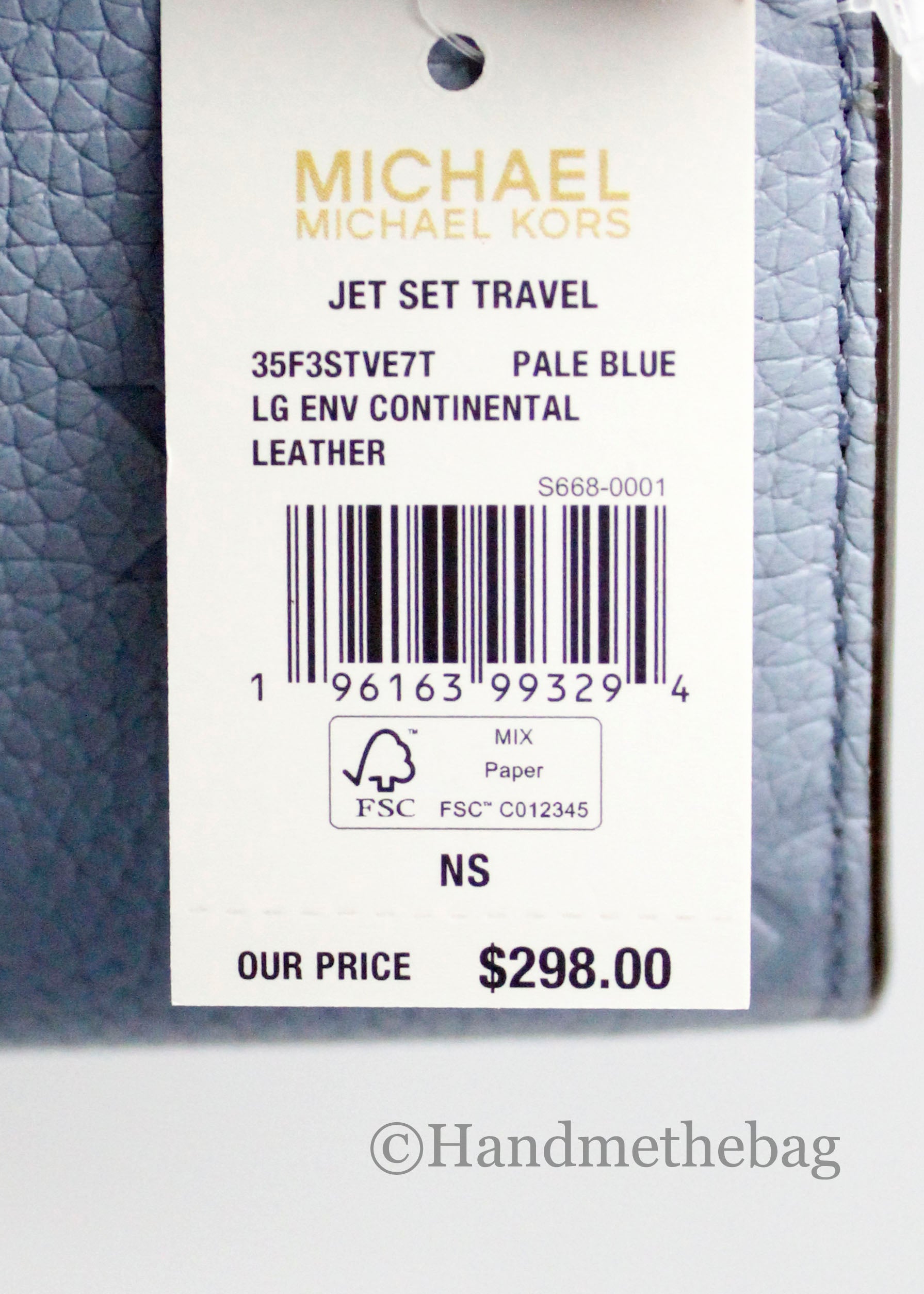 Michael Kors Jet Set Pale Blue Embossed Envelope Continental Wallet
