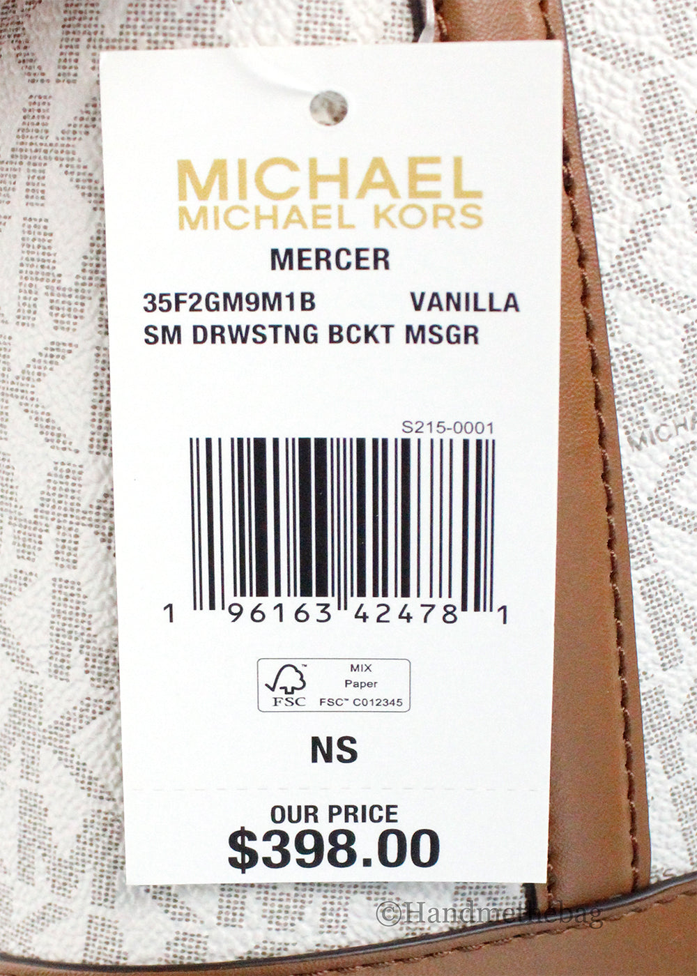 Michael Kors Mercer Small Vanilla PVC Bucket Crossbody Bag