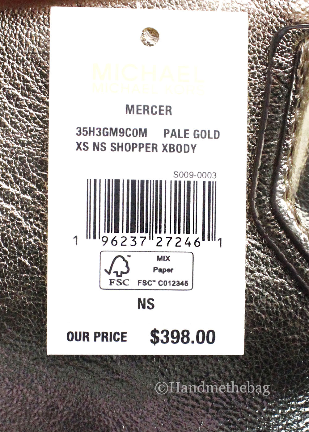 Michael Kors Mercer XS Pale Gold North South Crossbody Bag