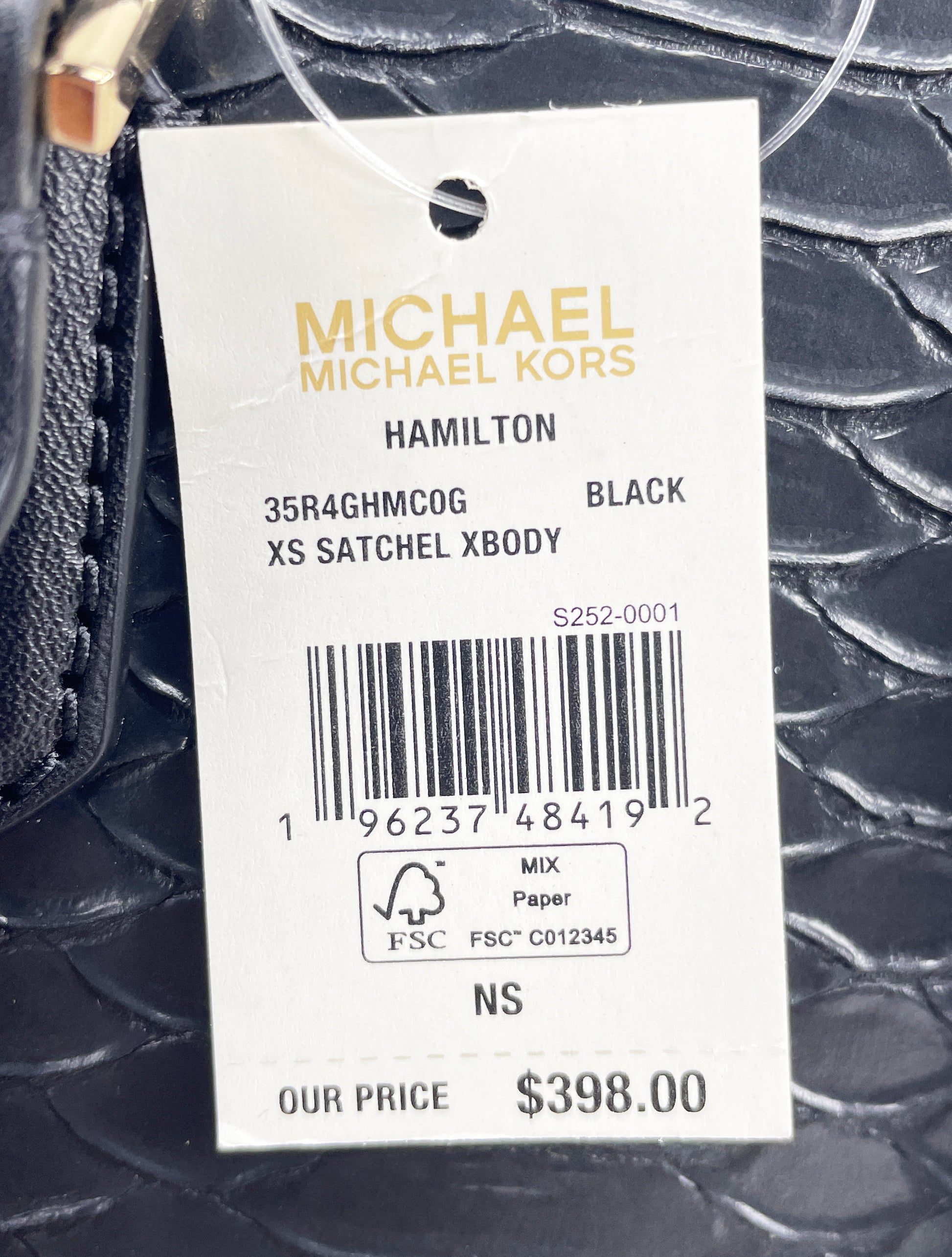 Michael Kors Hamilton XS Black Snake Satchel Bag