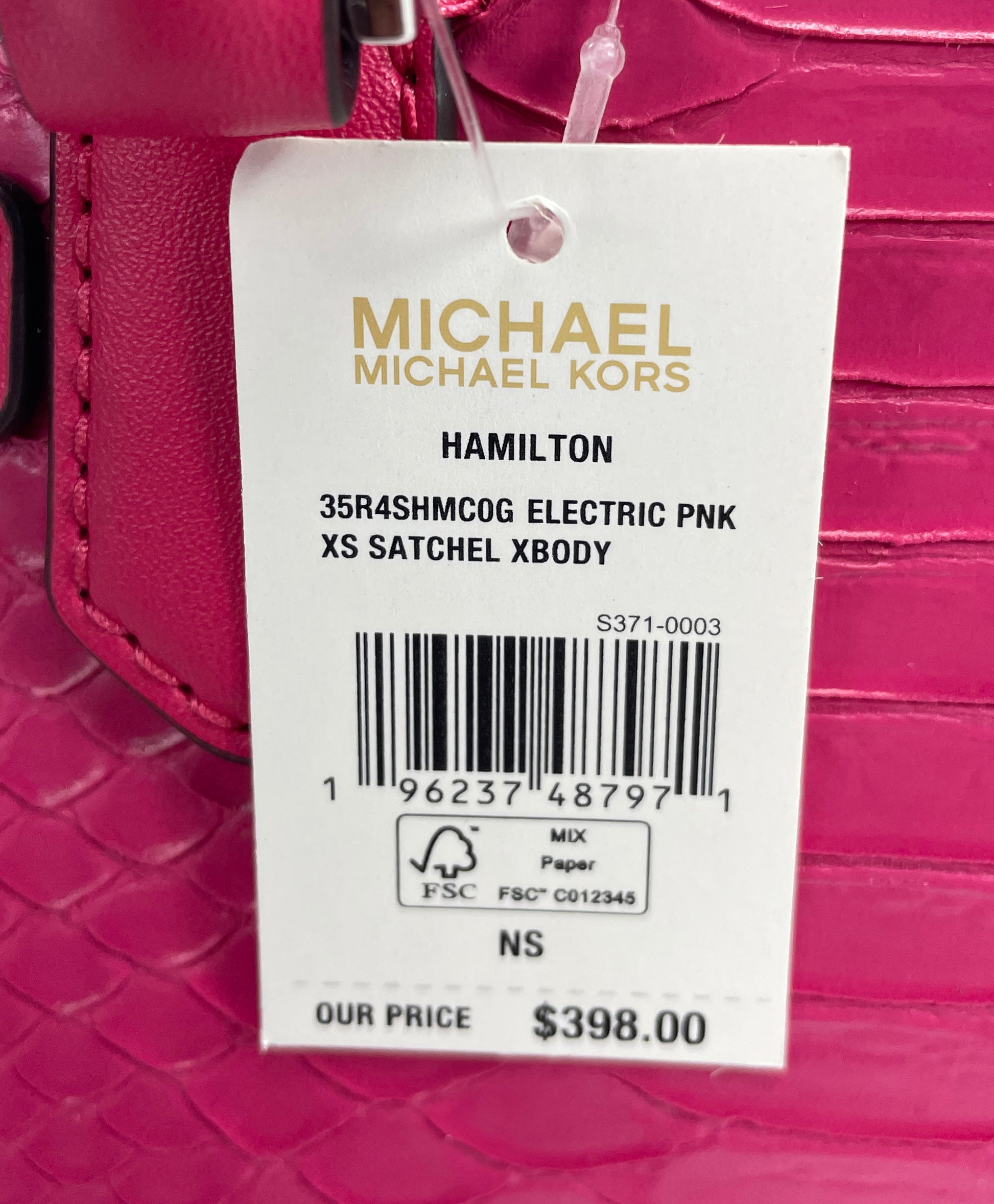 Michael Kors Hamilton XS Pink Snake Satchel Crossbody