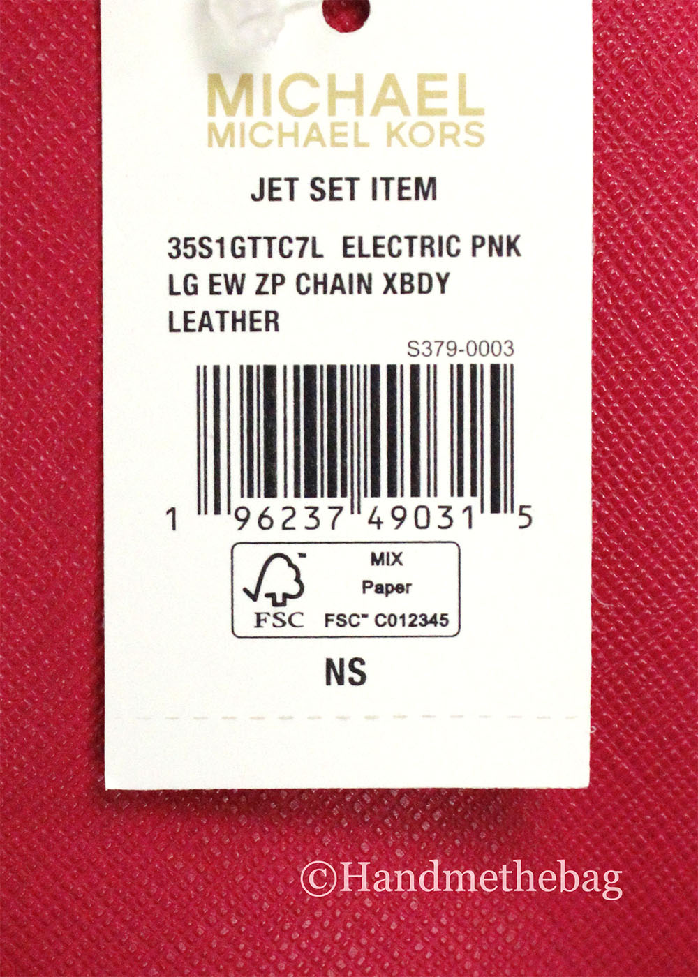 Michael Kors Jet Set EW Pink Zip Chain Crossbody