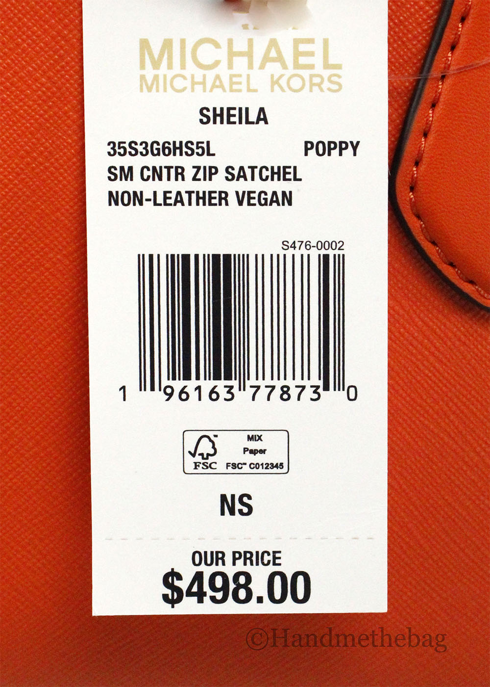 Michael Kors Sheila Poppy Leather Center Zip Satchel Bag