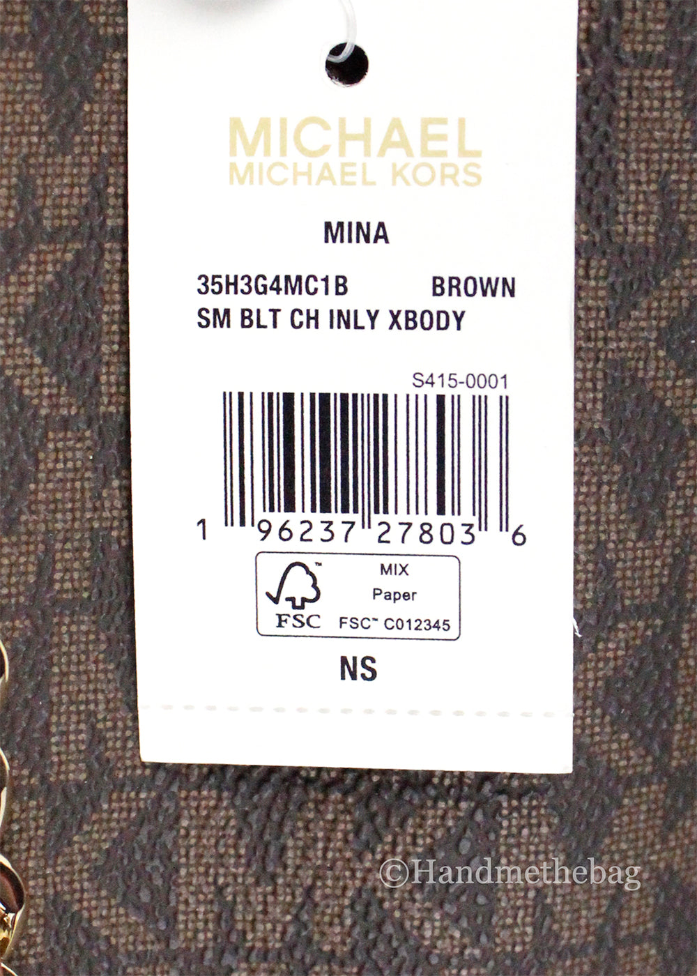 Michael Kors Mina Belted Brown PVC Chain Crossbody Bag
