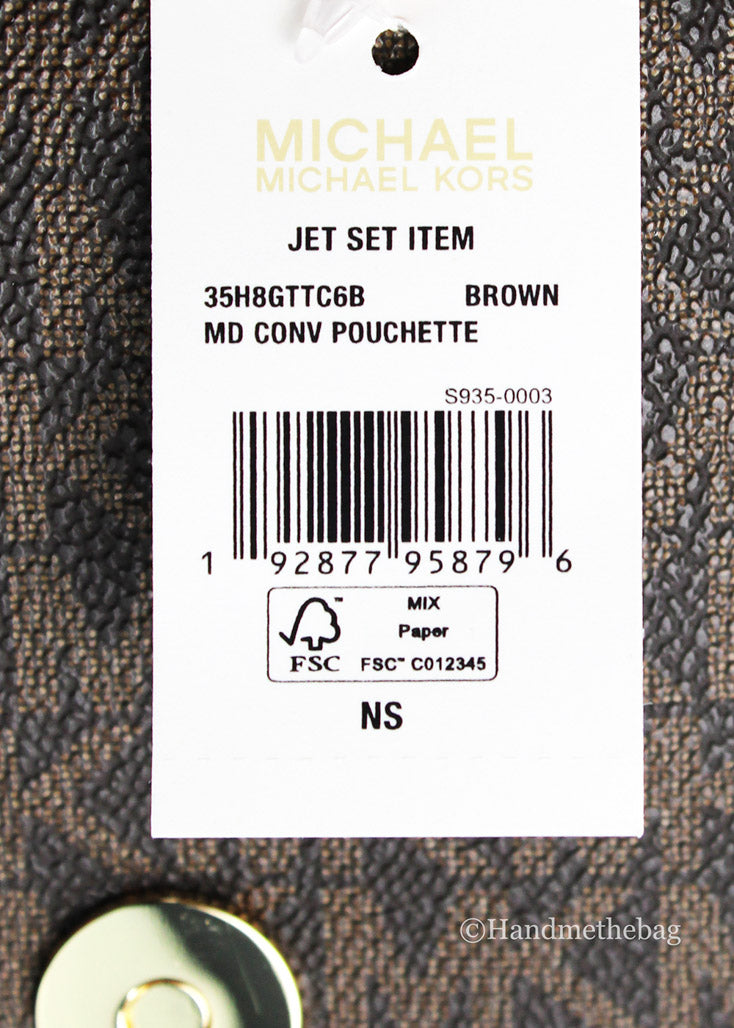 Michael Kors Jet Set Medium Brown Convertible Pouchette Bag