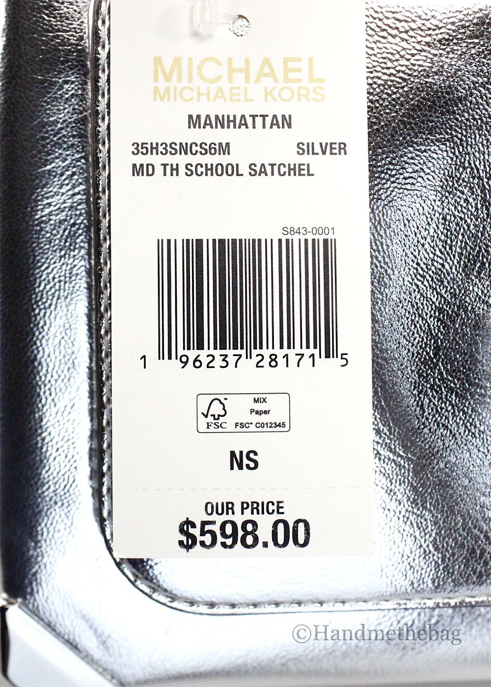 Michael Kors Manhattan Medium Metallic Silver Convertible Satchel
