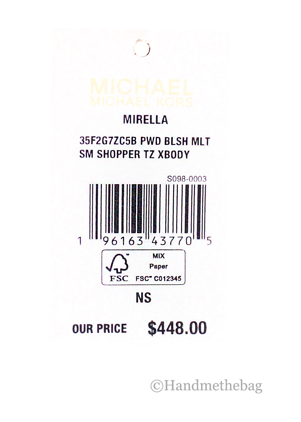 Michael Kors Mirella Small Powder Blush Shopper Tote