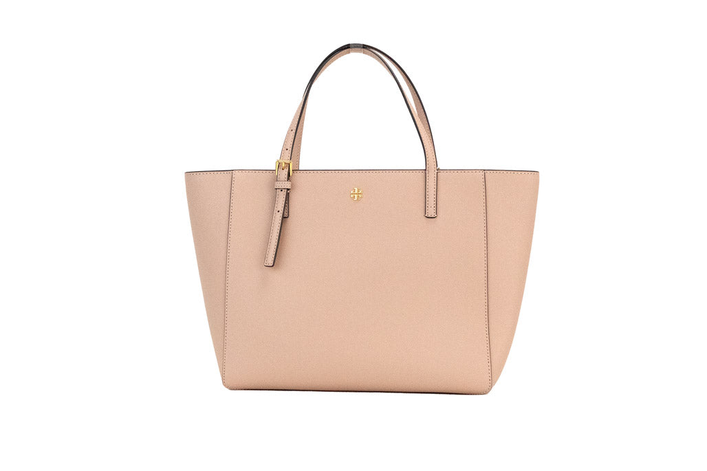 tory burch emerson light meadowsweet tote on white background