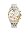 michael kors mk5955 lexington silver gold watch on white background