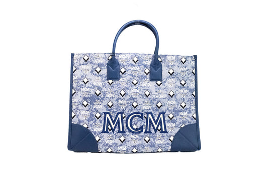 MCM, Bags, Mcm Blue Striped Tote Bag