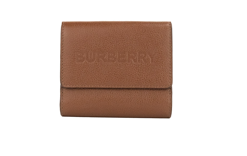 Burberry Luna Tan Grained Leather Small Coin Pouch Wallet
