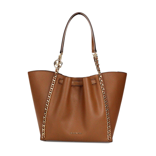 Michael Kors Mina Large Luggage Leather Belted Chain Tote